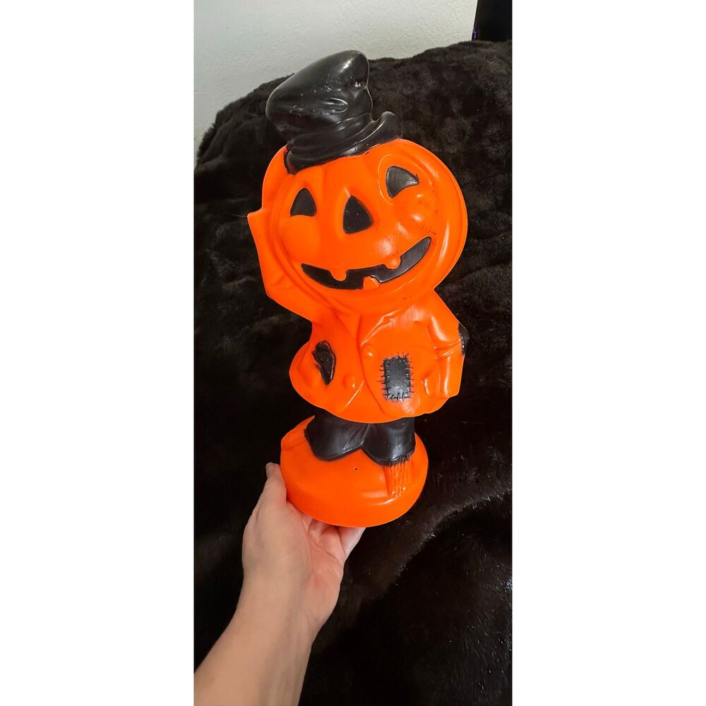 Vintage 1969 Empire Scarecrow Jack O' Lantern Pumpkin Halloween Blow Mold 14”